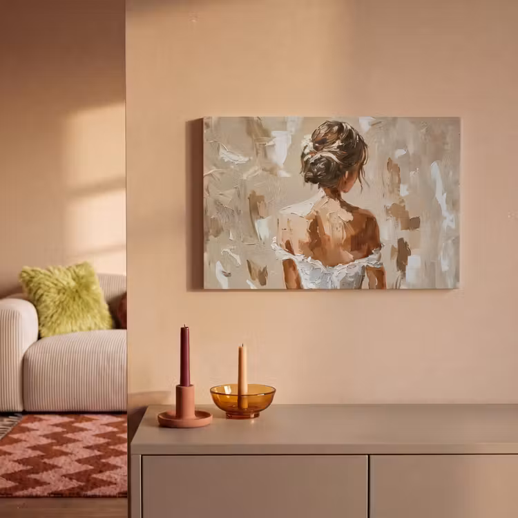 Canvas schilderij - Vrouw - Verf - Abstract - Beige - Modern — 2
