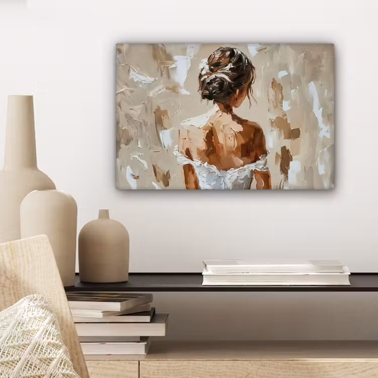 Canvas schilderij - Vrouw - Verf - Abstract - Beige - Modern — 5