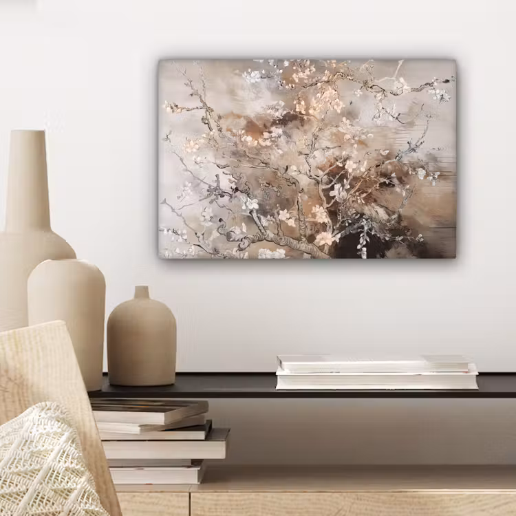 Canvas schilderij - Amandelbloesem - Kunst - Van Gogh - Beige - Abstract — 5