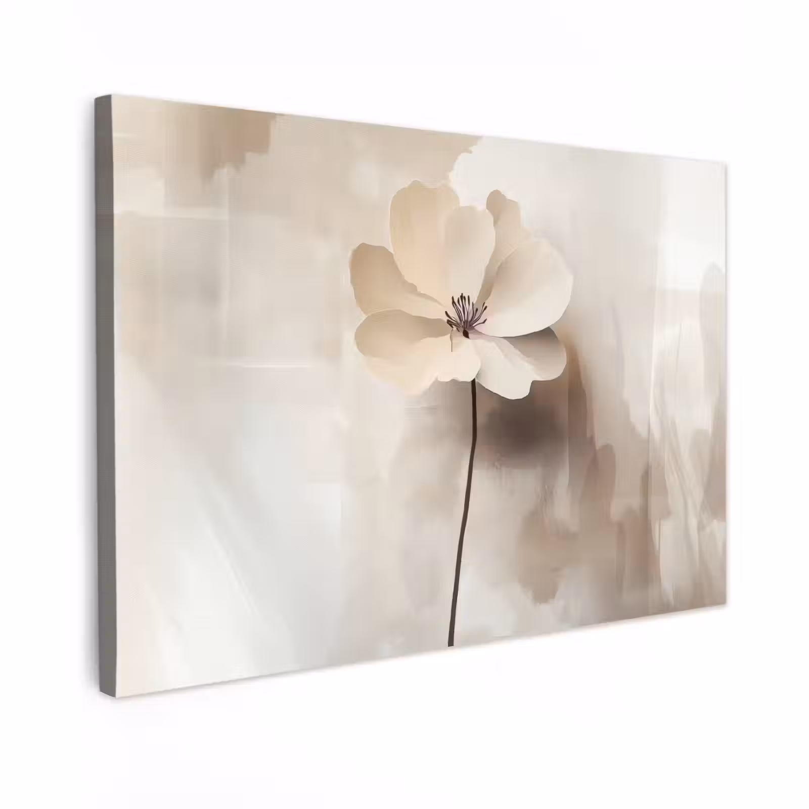 Canvas schilderij - Bloem - Beige - Verf - Schaduw — 1