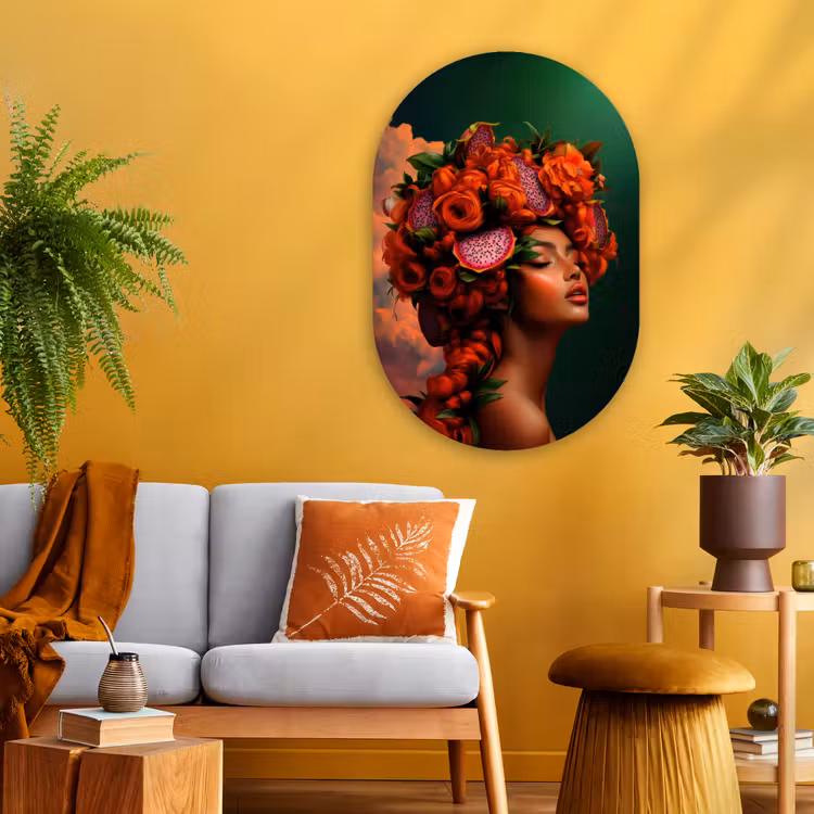 Muurovaal - Glas - Vrouw - Drankenfruit - Rozen — 3