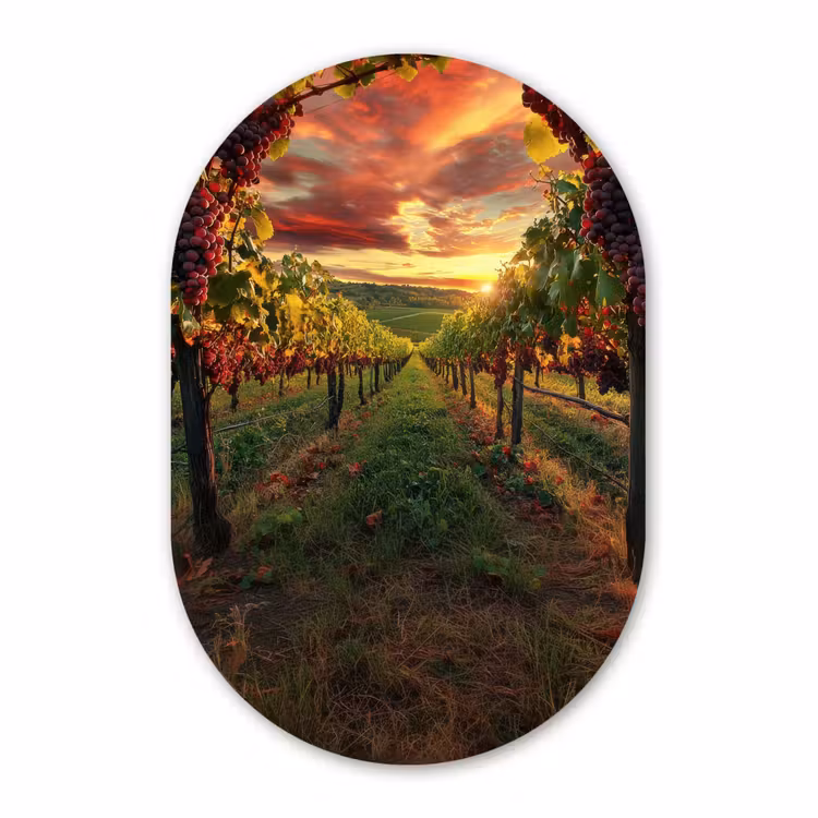 Muurovaal - Glas - Wijngaard - Druiven - Zonsondergang — 1