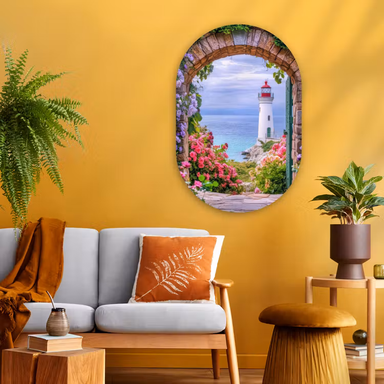 Muurovaal - Glas - Doorkijk - Vuurtoren - Bloemen - Uitzicht — 3