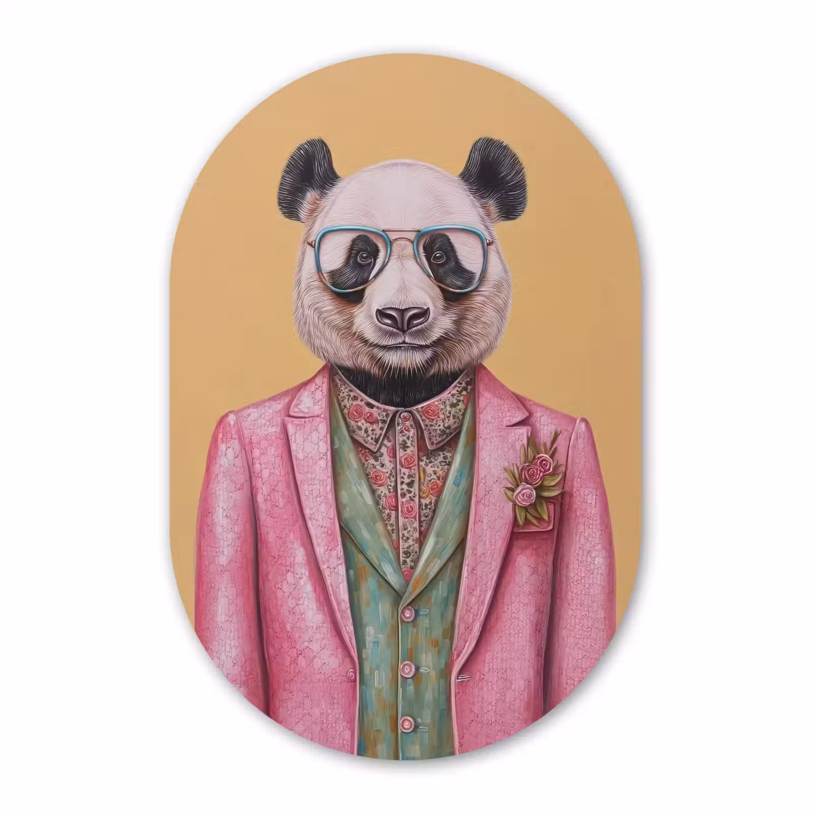 Muurovaal - Glas - Panda - Pak - Zonnebril - Blauw — 1