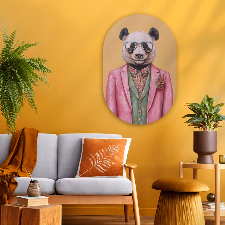 Muurovaal - Glas - Panda - Pak - Zonnebril - Blauw — 3