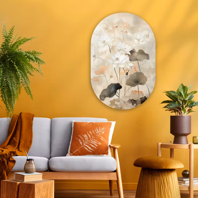 Muurovaal - Glas - Bloemen - Japandi - Wabi sabi — 3