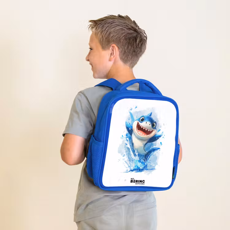 Kinderrugzak - Blauw - Haai - Tanden - Water β 3