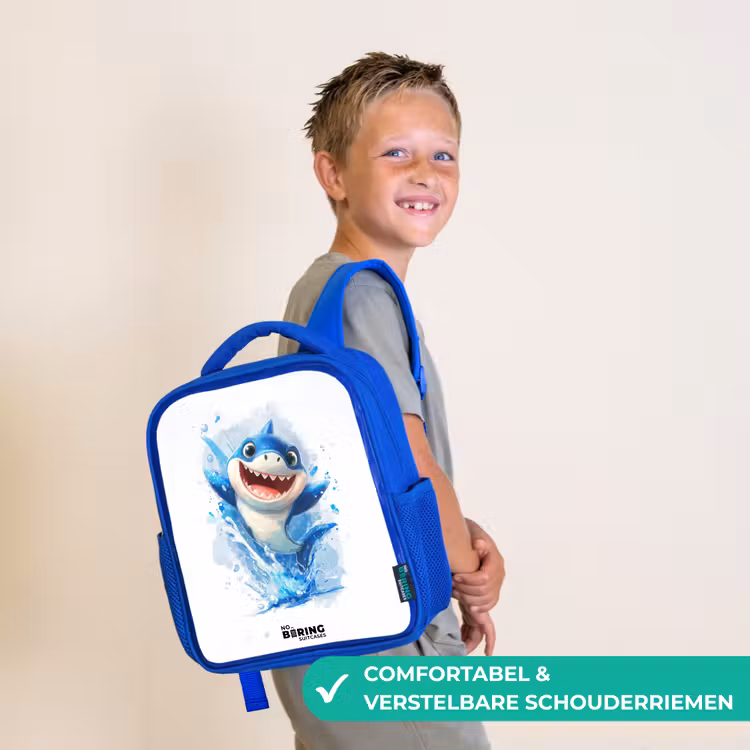 Kinderrugzak - Blauw - Haai - Tanden - Water β 4