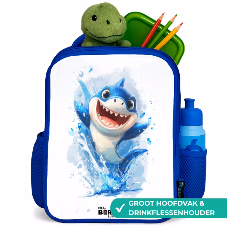 Kinderrugzak - Blauw - Haai - Tanden - Water β 6