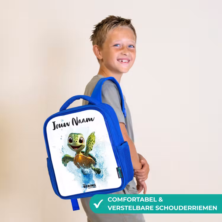 Kinderrugzak met naam - Blauw - Schildpad - Water - Groen — 4