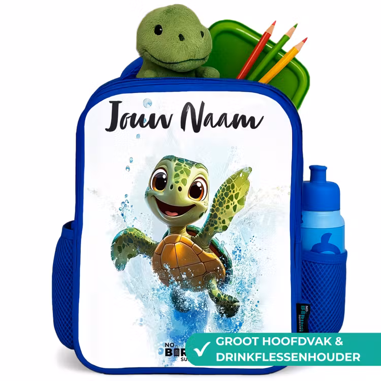 Kinderrugzak met naam - Blauw - Schildpad - Water - Groen — 6