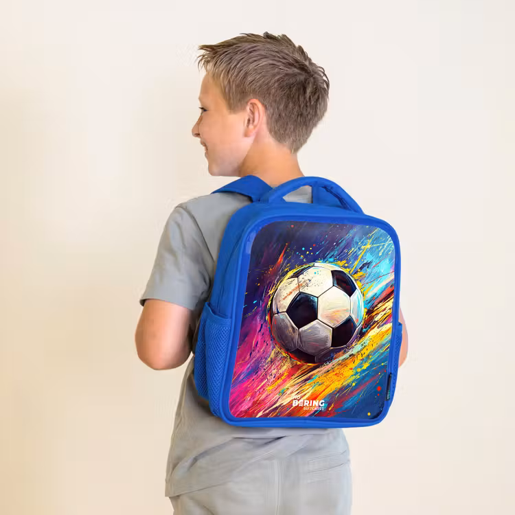 Kinderrugzak - Blauw - Neon - Voetbal - Kleurrijk — 3