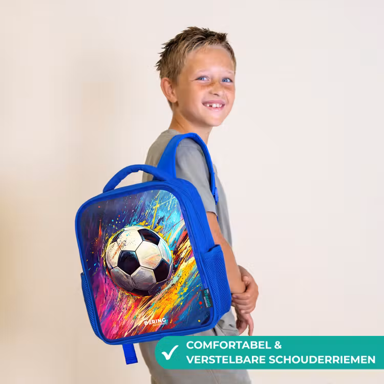Kinderrugzak - Blauw - Neon - Voetbal - Kleurrijk — 4