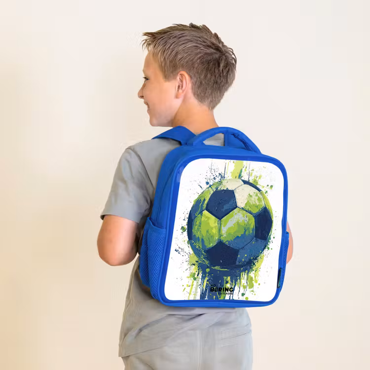 Kinderrugzak - Blauw - Voetbal - Verf - Groen - Blauw — 3