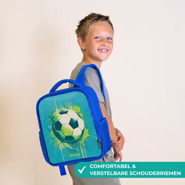 Kinderrugzak - Blauw - Voetbal - Verfspatten - Groen - Blauw — 4