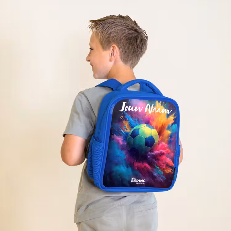 Kinderrugzak met naam - Blauw - Neon - Bal - Kleurrijk — 3