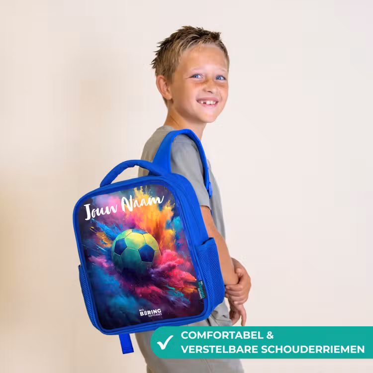 Kinderrugzak met naam - Blauw - Neon - Bal - Kleurrijk — 4
