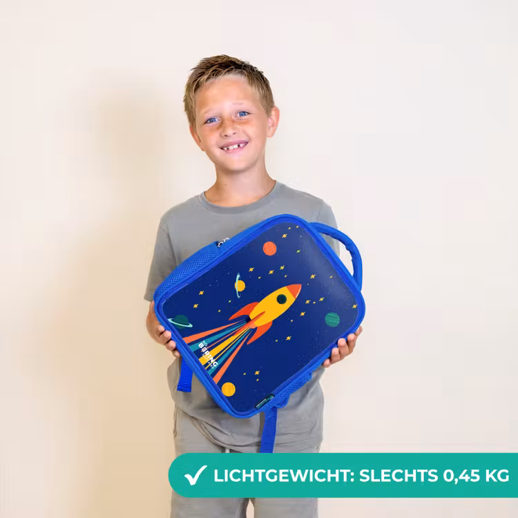Kinderrugzak - Blauw - Raket - Sterren - Planeet - Ruimte — 2