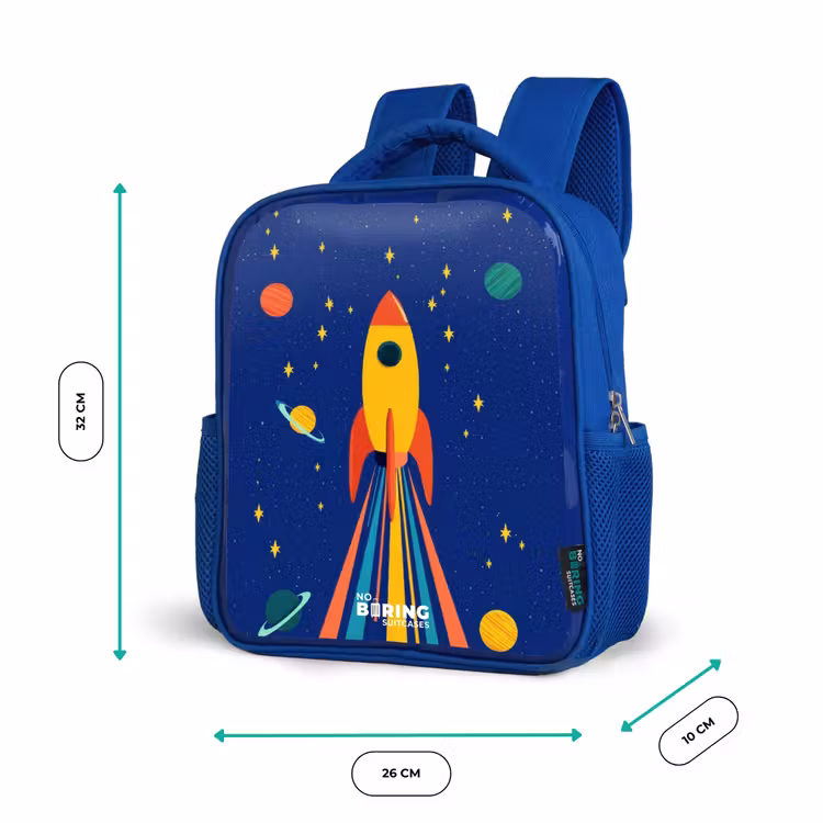 Kinderrugzak - Blauw - Raket - Sterren - Planeet - Ruimte — 5