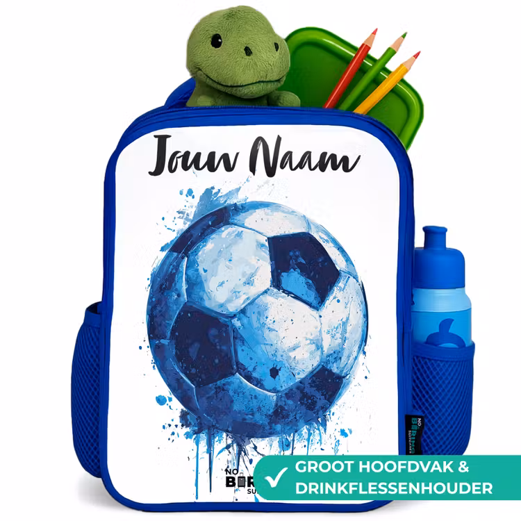 Kinderrugzak met naam - Blauw - Voetbalvibes - Inktspatten - Blauw — 6