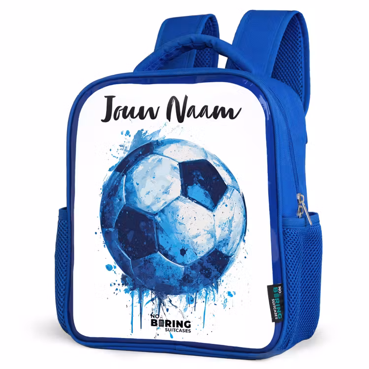 Kinderrugzak met naam - Blauw - Voetbalvibes - Inktspatten - Blauw — 7