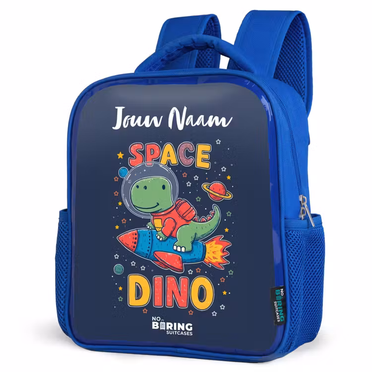 Kinderrugzak met naam - Blauw - Dinosaurus - Groen - Raket - Sterrenhemel β 7