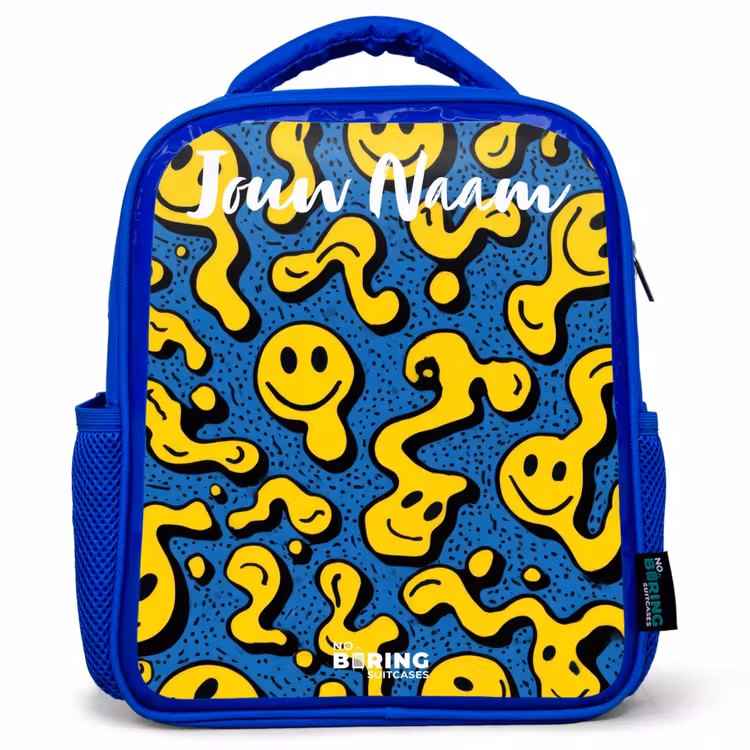 Kinderrugzak met naam - Blauw - Smiley - Geel - Blauw β 1