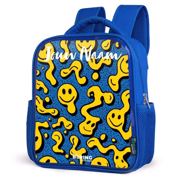 Kinderrugzak met naam - Blauw - Smiley - Geel - Blauw β 7