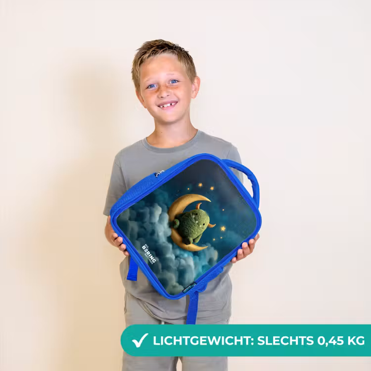 Kinderrugzak - Blauw - Groen monster op maansikkel — 2