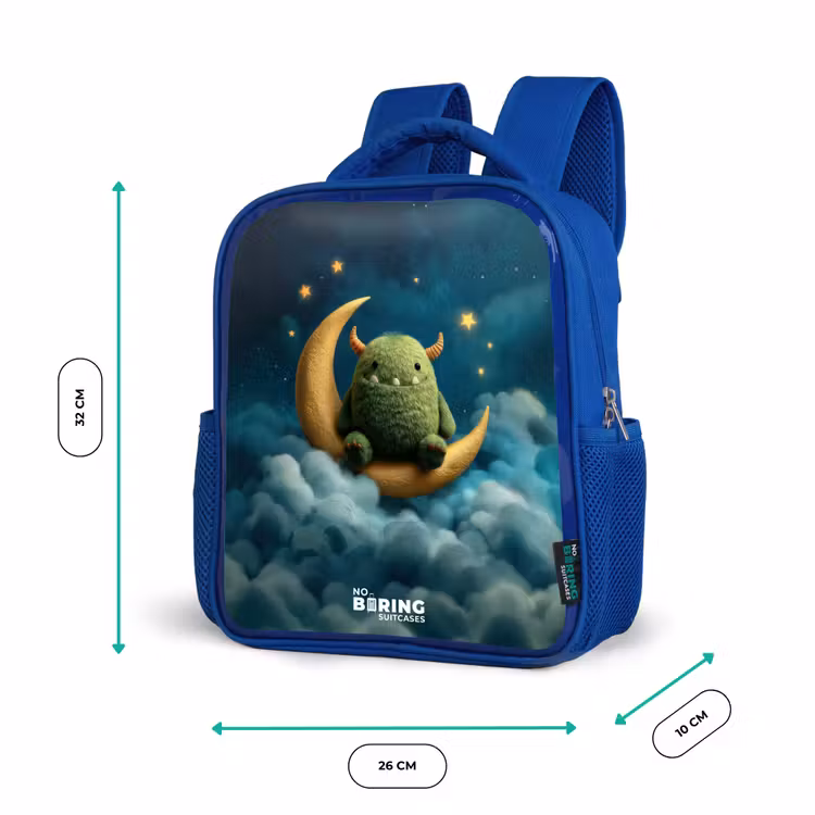 Kinderrugzak - Blauw - Groen monster op maansikkel — 5