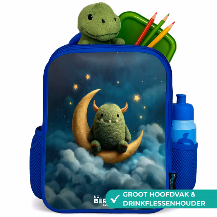 Kinderrugzak - Blauw - Groen monster op maansikkel — 6