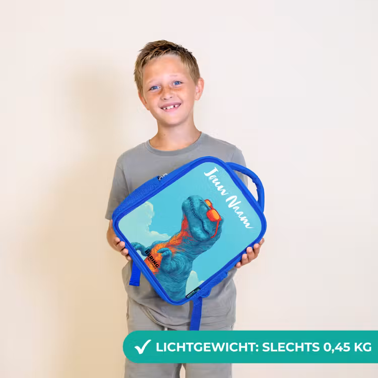 Kinderrugzak met naam - Blauw - Dino - Zonnebril - Blauw β 2