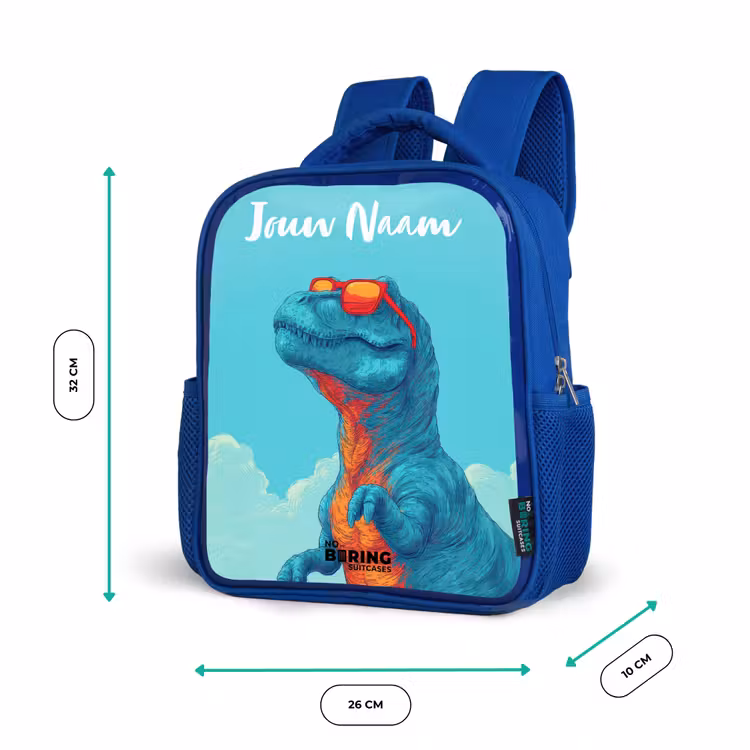 Kinderrugzak met naam - Blauw - Dino - Zonnebril - Blauw β 5