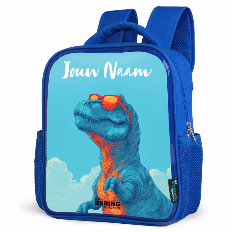 Kinderrugzak met naam - Blauw - Dino - Zonnebril - Blauw β 7