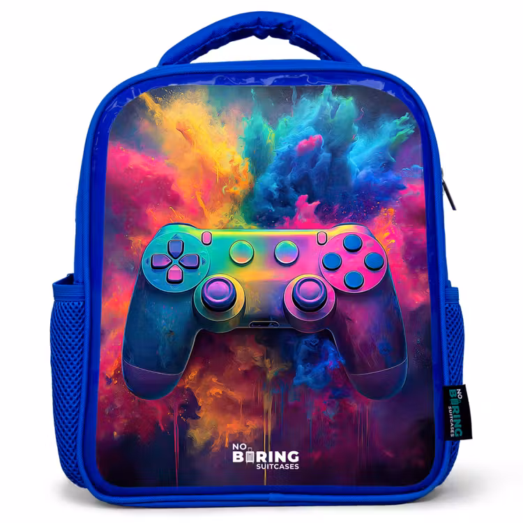 Kinderrugzak - Blauw - Game - Controller - Kleurrijk - Explosie — 1