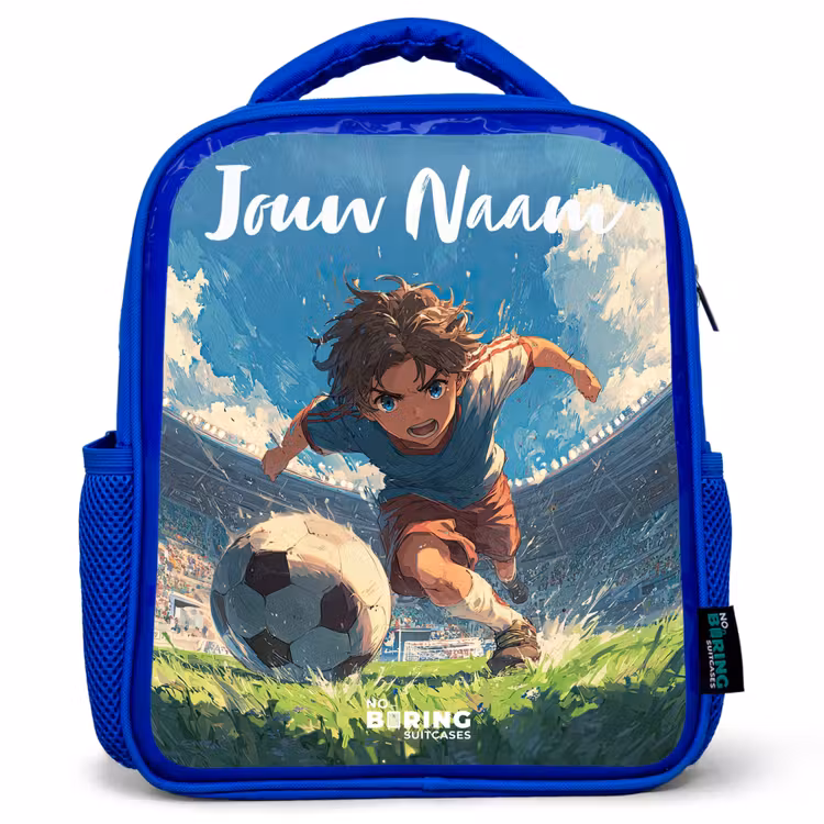 Kinderrugzak met naam - Blauw - Stadion - Voetbal - Jongen β 1