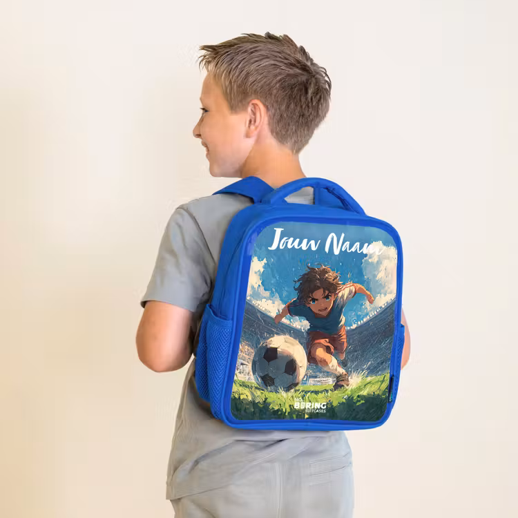 Kinderrugzak met naam - Blauw - Stadion - Voetbal - Jongen β 3