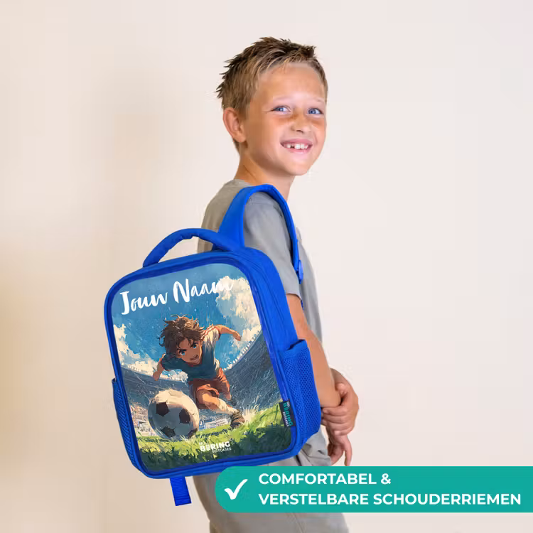Kinderrugzak met naam - Blauw - Stadion - Voetbal - Jongen β 4