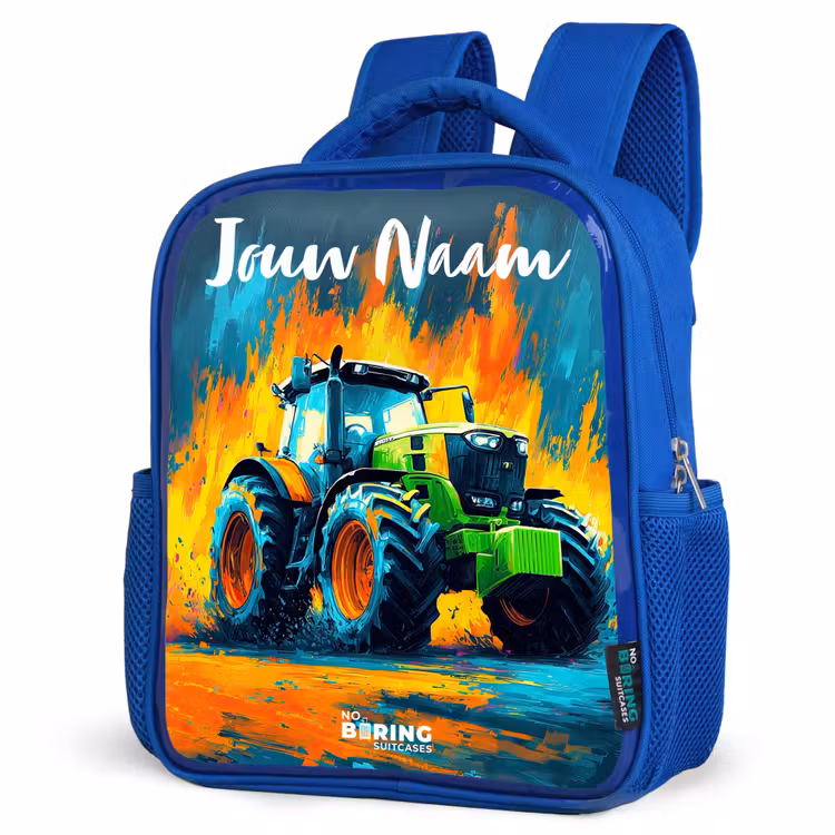 Kinderrugzak met naam - Blauw - Abstract - Tractor - Groen — 7