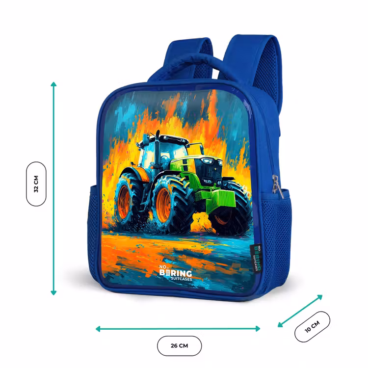 Kinderrugzak - Blauw - Tractor - Groen - Abstract - Penseelstreken — 5