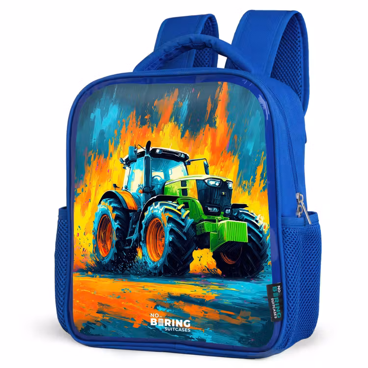 Kinderrugzak - Blauw - Tractor - Groen - Abstract - Penseelstreken — 7