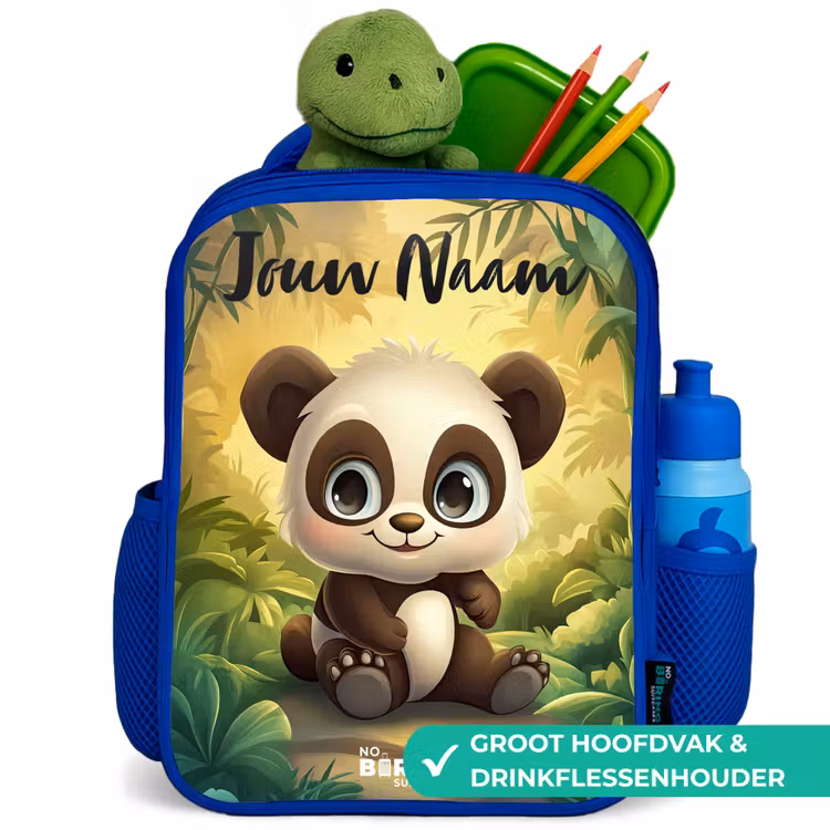 Kinderrugzak met naam - Blauw - Panda - Bamboebos - Groen — 6