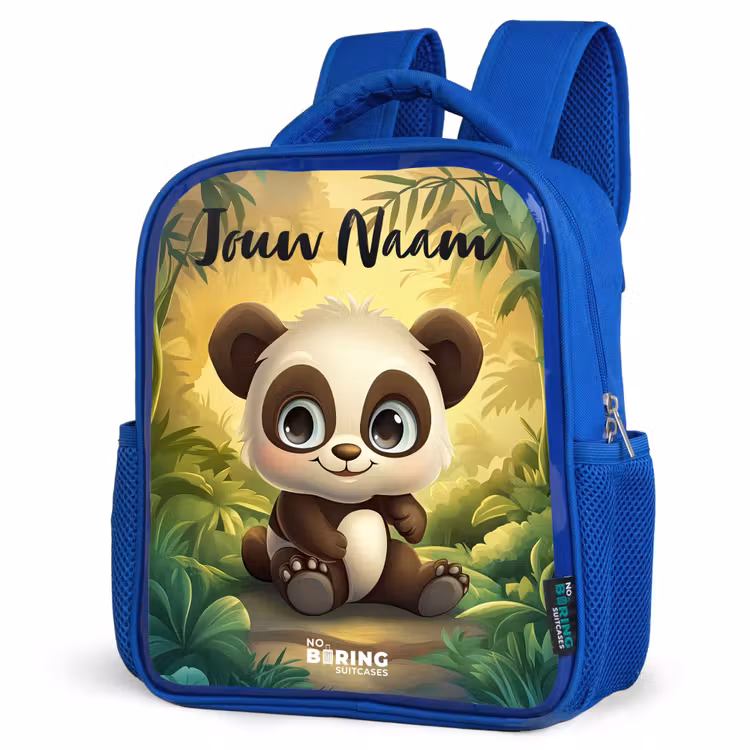 Kinderrugzak met naam - Blauw - Panda - Bamboebos - Groen — 7