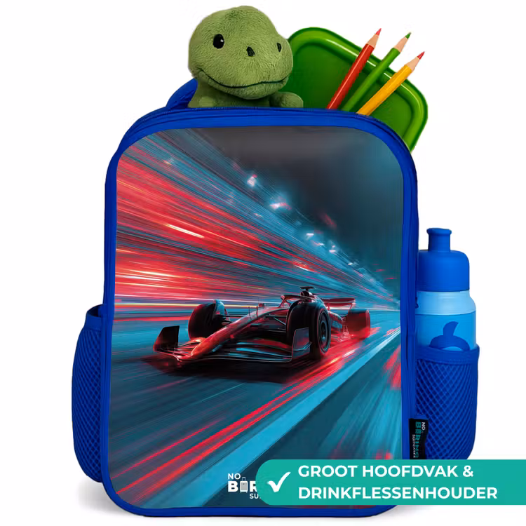 Kinderrugzak - Blauw - Raceauto - Baan - Neon - Verlichting — 6