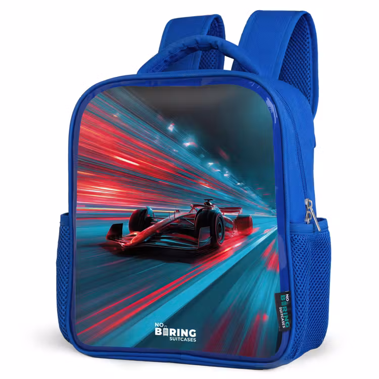 Kinderrugzak - Blauw - Raceauto - Baan - Neon - Verlichting — 7