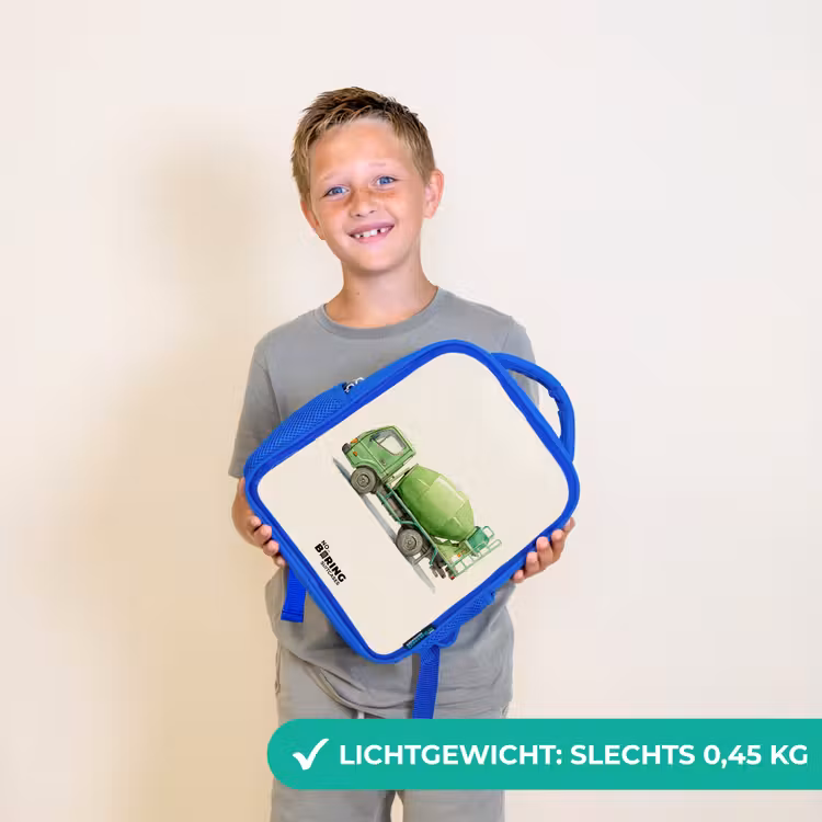 Kinderrugzak - Blauw - Betonmixer - Getekend - Groen — 2