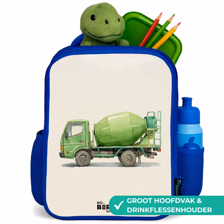 Kinderrugzak - Blauw - Betonmixer - Getekend - Groen — 6