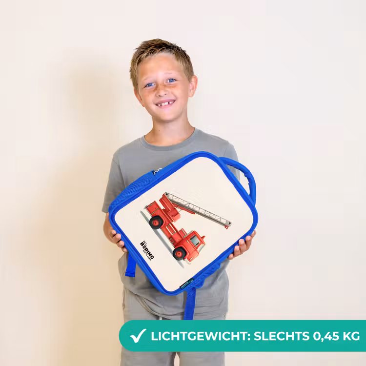 Kinderrugzak - Blauw - Brandweerwagen - Getekend - Rood — 2