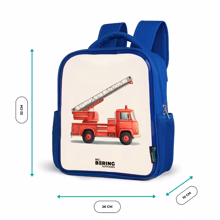 Kinderrugzak - Blauw - Brandweerwagen - Getekend - Rood — 5