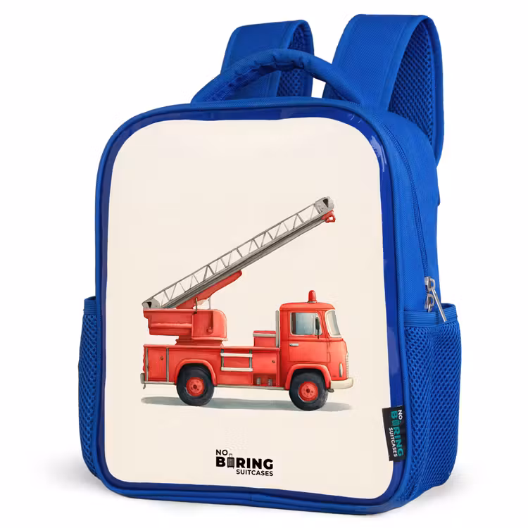 Kinderrugzak - Blauw - Brandweerwagen - Getekend - Rood — 7